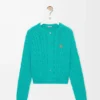 Cardigan in cotone turchese