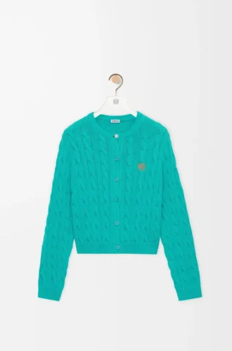 Cardigan in cotone turchese