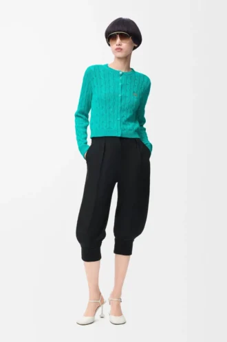 Cardigan in cotone turchese
