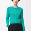 Cardigan in cotone turchese