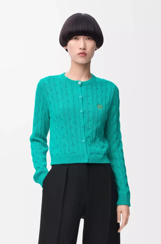 Cardigan in cotone turchese