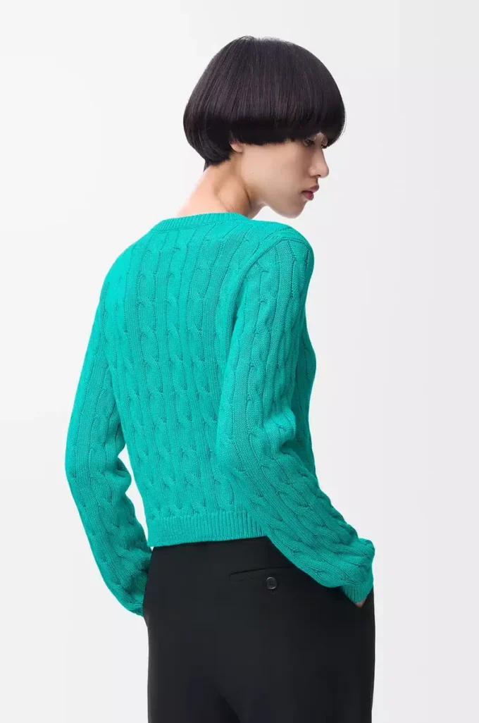 Cardigan in cotone turchese