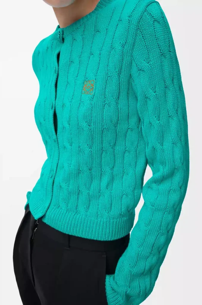 Cardigan in cotone turchese