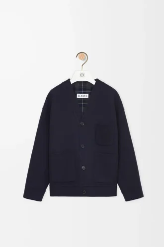 Cardigan in lana e cashmere Blu navy/Grigio