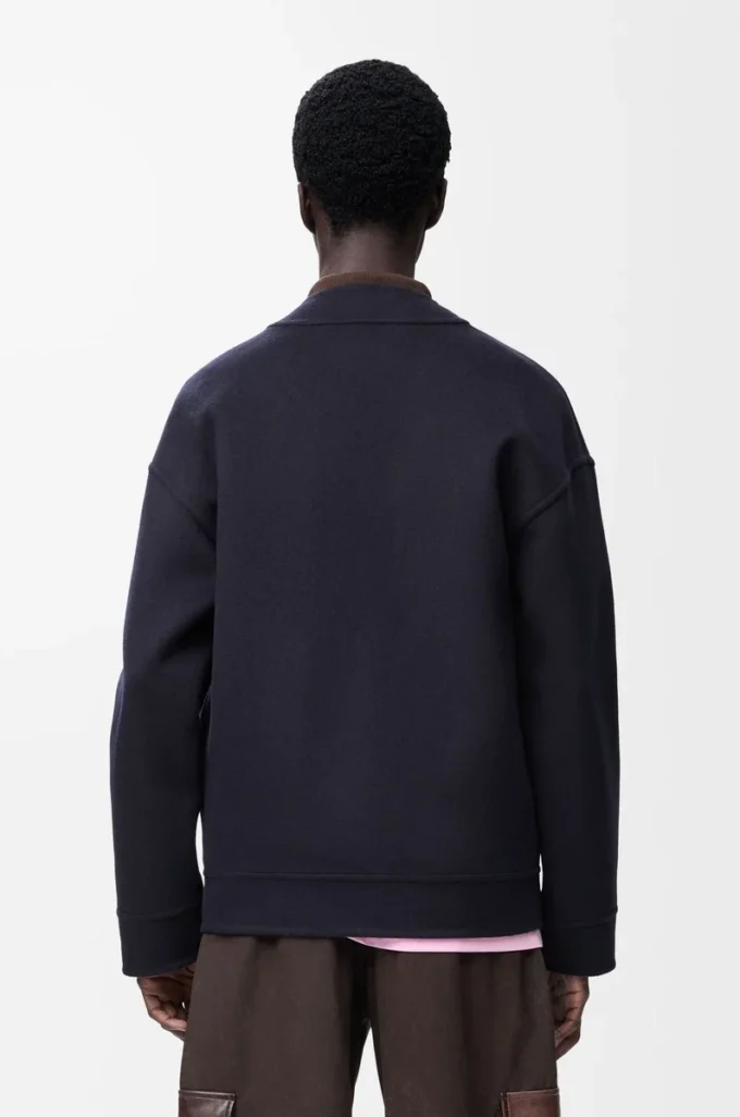 Cardigan in lana e cashmere Blu navy/Grigio