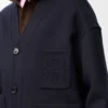 Cardigan in lana e cashmere Blu navy/Grigio