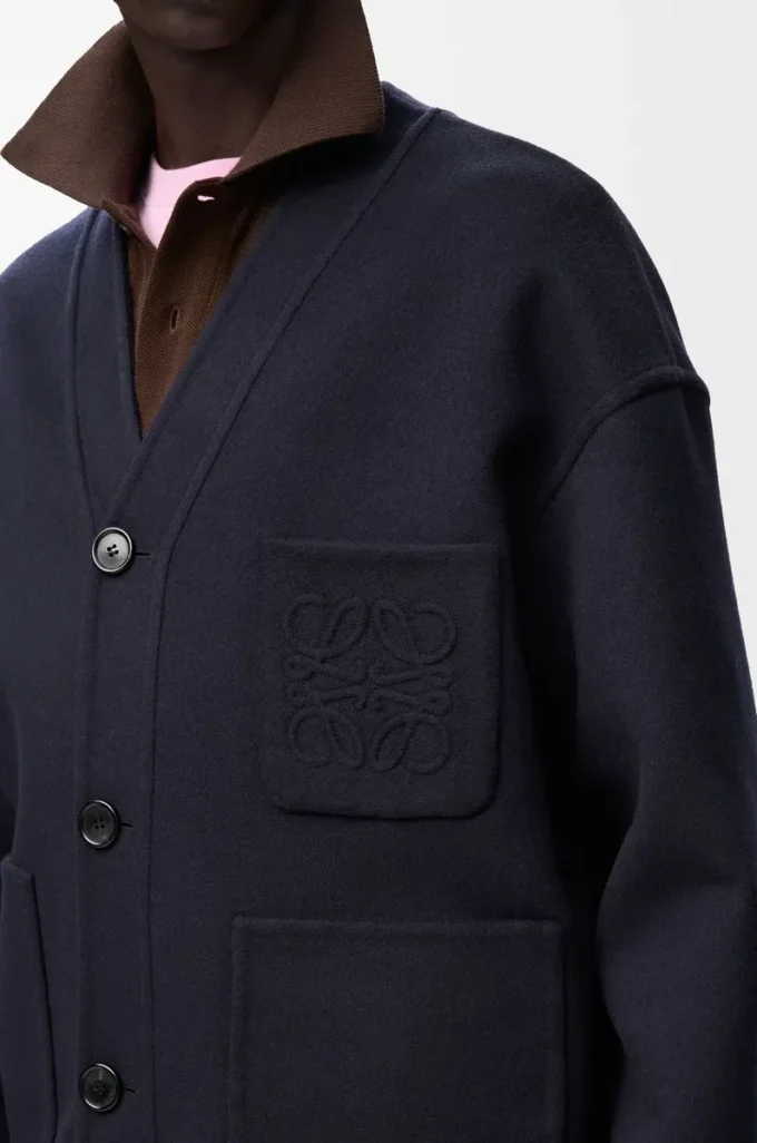 Cardigan in lana e cashmere Blu navy/Grigio