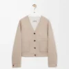 Cardigan in lana e cashmere Colore sabbia/Bianco Cardigan in lana e cashmere Colore sabbia/Bianco