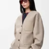 Cardigan in lana e cashmere Colore sabbia/Bianco Cardigan in lana e cashmere Colore sabbia/Bianco