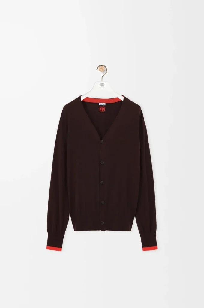 Cardigan in lana Marrone/Arancione Cardigan in lana Marrone/Arancione