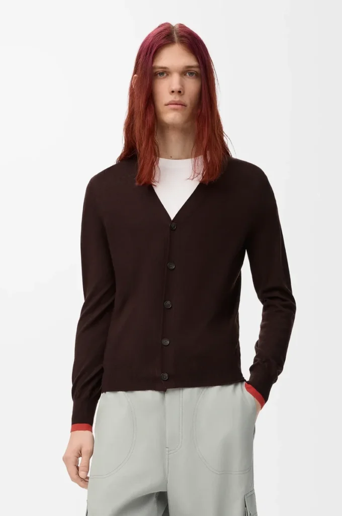 Cardigan in lana Marrone/Arancione Cardigan in lana Marrone/Arancione