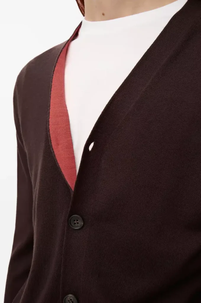 Cardigan in lana Marrone/Arancione Cardigan in lana Marrone/Arancione