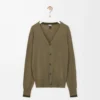 Cardigan in lana verde/verde kaki