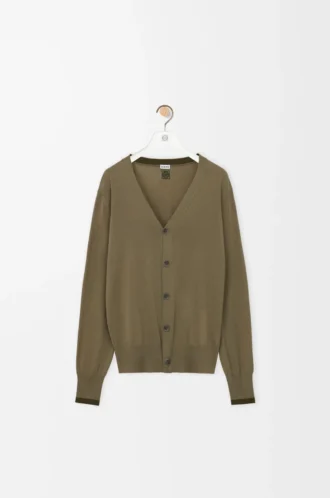 Cardigan in lana verde/verde kaki