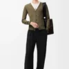 Cardigan in lana verde/verde kaki