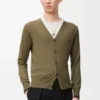 Cardigan in lana verde/verde kaki