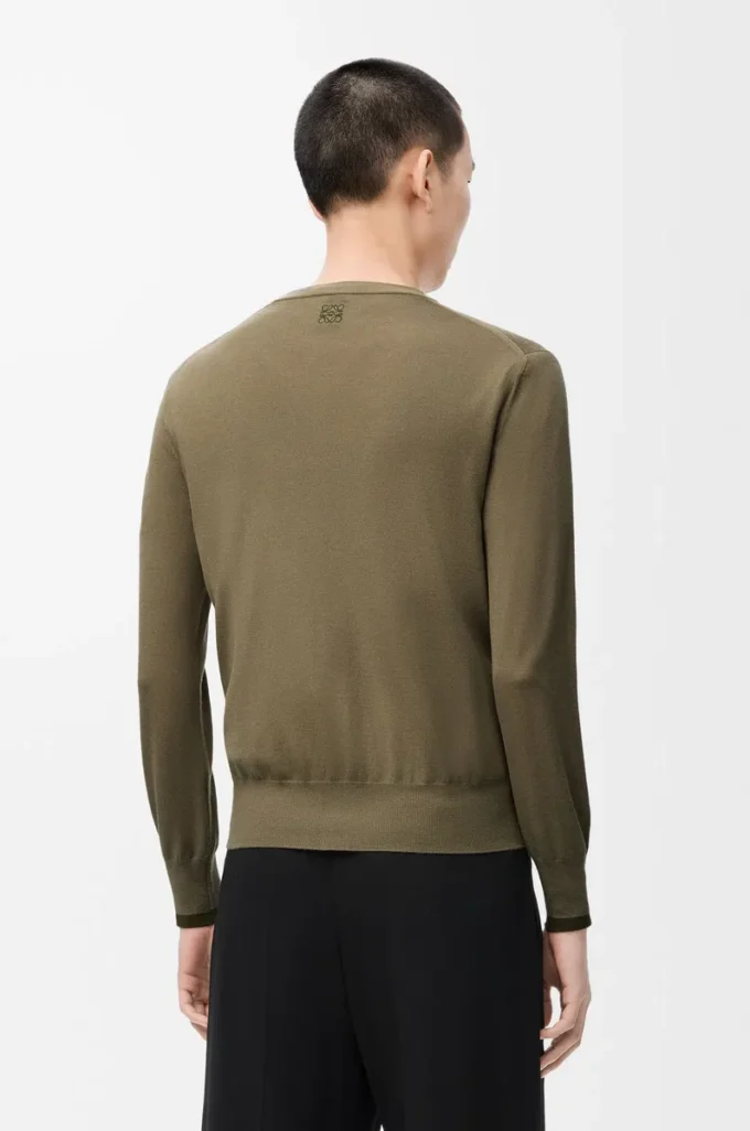Cardigan in lana verde/verde kaki