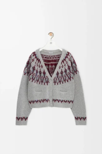 Cardigan in misto lana Grigio chiaro/Multicolore