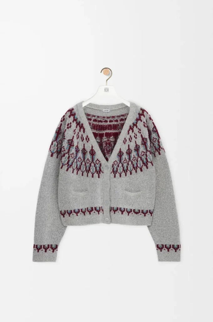 Cardigan in misto lana Grigio chiaro/Multicolore
