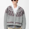 Cardigan in misto lana Grigio chiaro/Multicolore