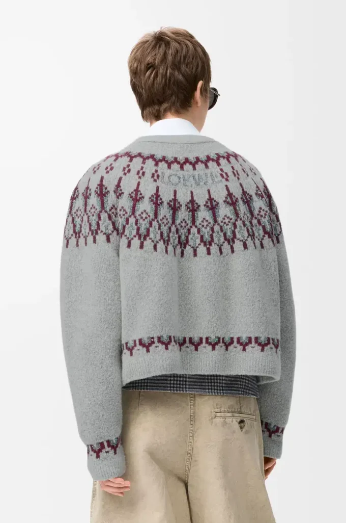 Cardigan in misto lana Grigio chiaro/Multicolore