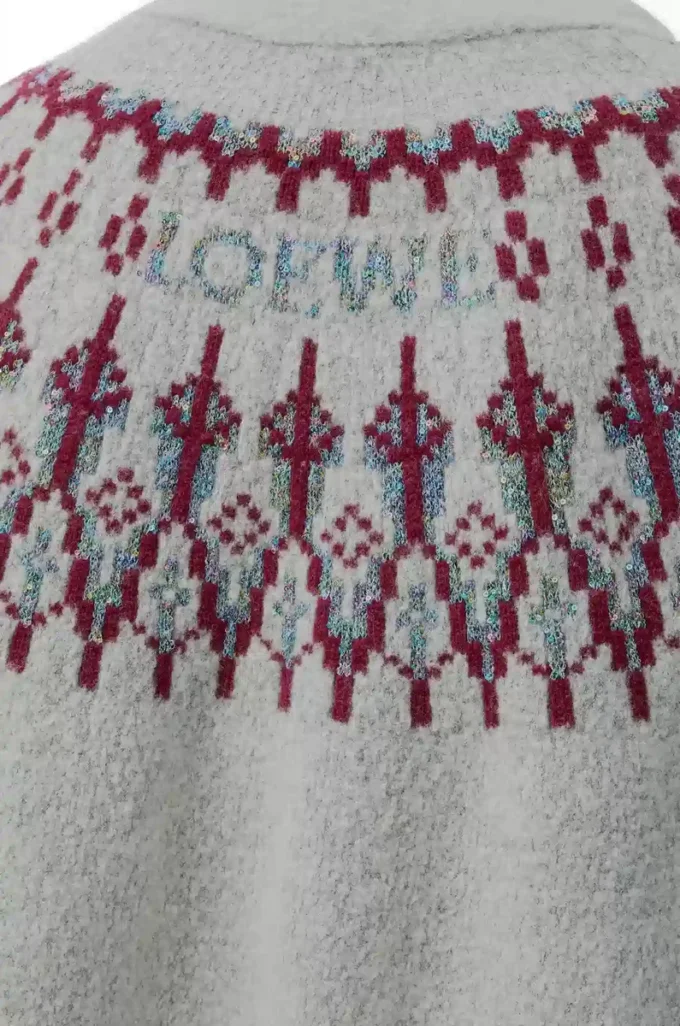 Cardigan in misto lana Grigio chiaro/Multicolore