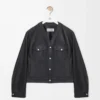 Cardigan in pelle di agnello nappa nera Cardigan in pelle di agnello nappa nera