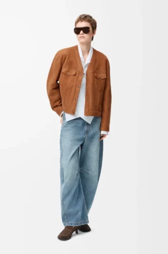 Cardigan in shearling color caramello