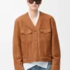 Cardigan in shearling color caramello