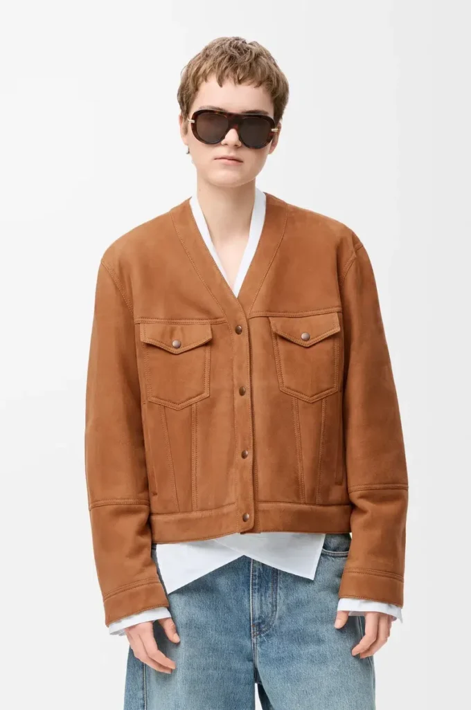 Cardigan in shearling color caramello