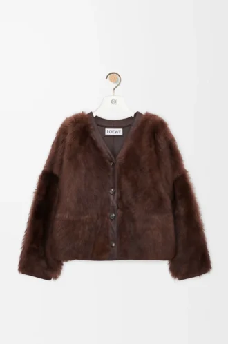 Cardigan in shearling Marrone
