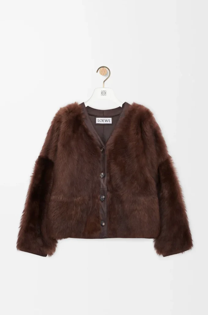 Cardigan in shearling Marrone Cardigan in shearling Marrone