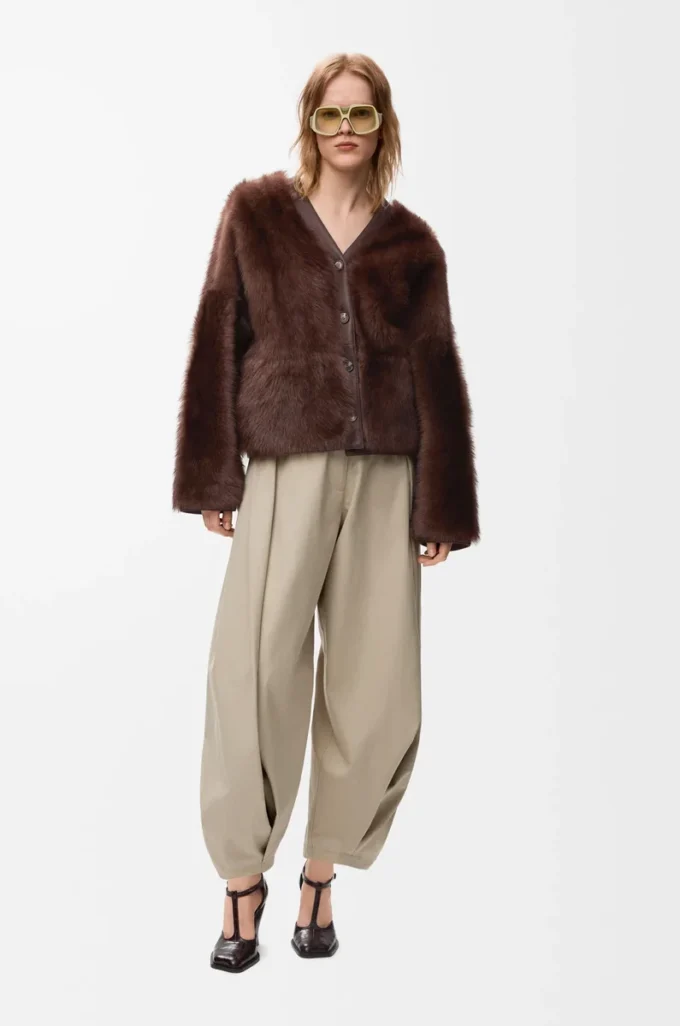 Cardigan in shearling Marrone Cardigan in shearling Marrone