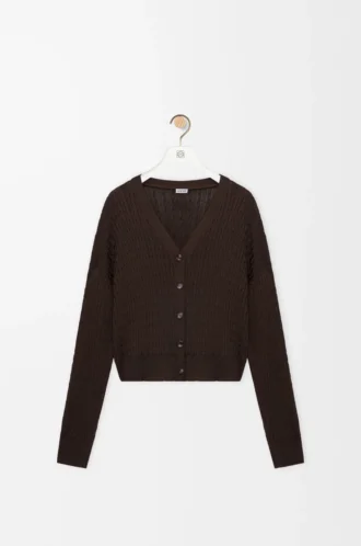 Cardigan in viscosa marrone scuro