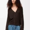 Cardigan in viscosa marrone scuro Cardigan in viscosa marrone scuro