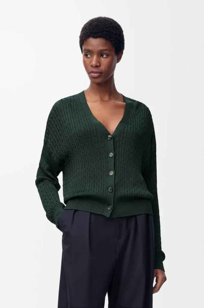 Cardigan in viscosa verde scuro Cardigan in viscosa verde scuro