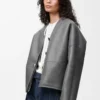 Cardigan Pebble in shearling grigio chiaro