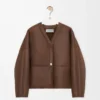 Cardigan Pebble in shearling marrone kaki