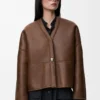 Cardigan Pebble in shearling marrone kaki