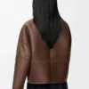 Cardigan Pebble in shearling marrone kaki