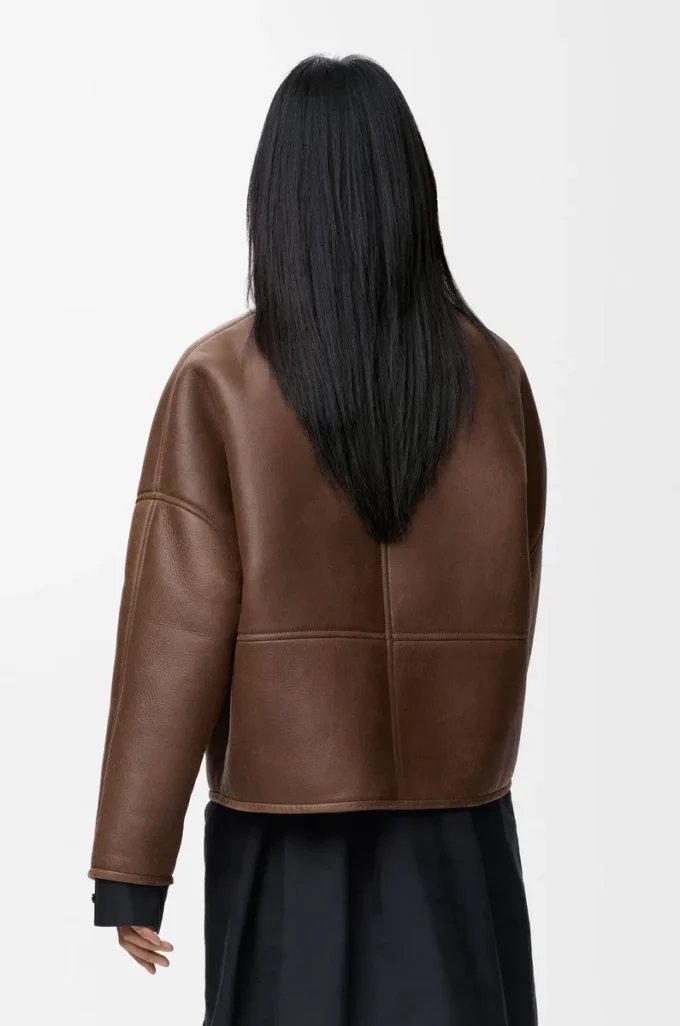 Cardigan Pebble in shearling marrone kaki