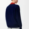 Cardigan polo in lana blu navy/arancione Cardigan polo in lana blu navy/arancione