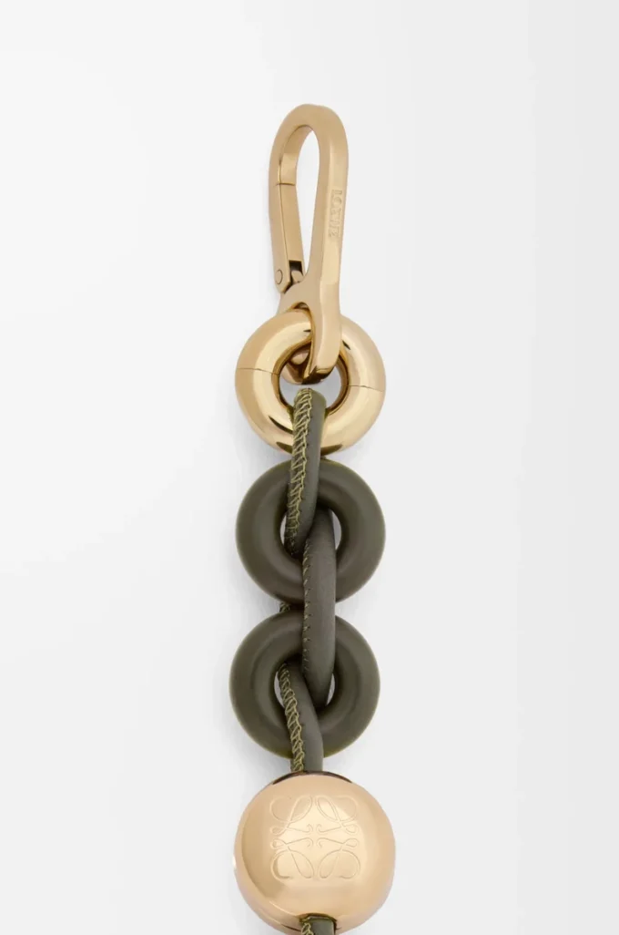 Catena a maglie in pelle di vitello Dark Khaki