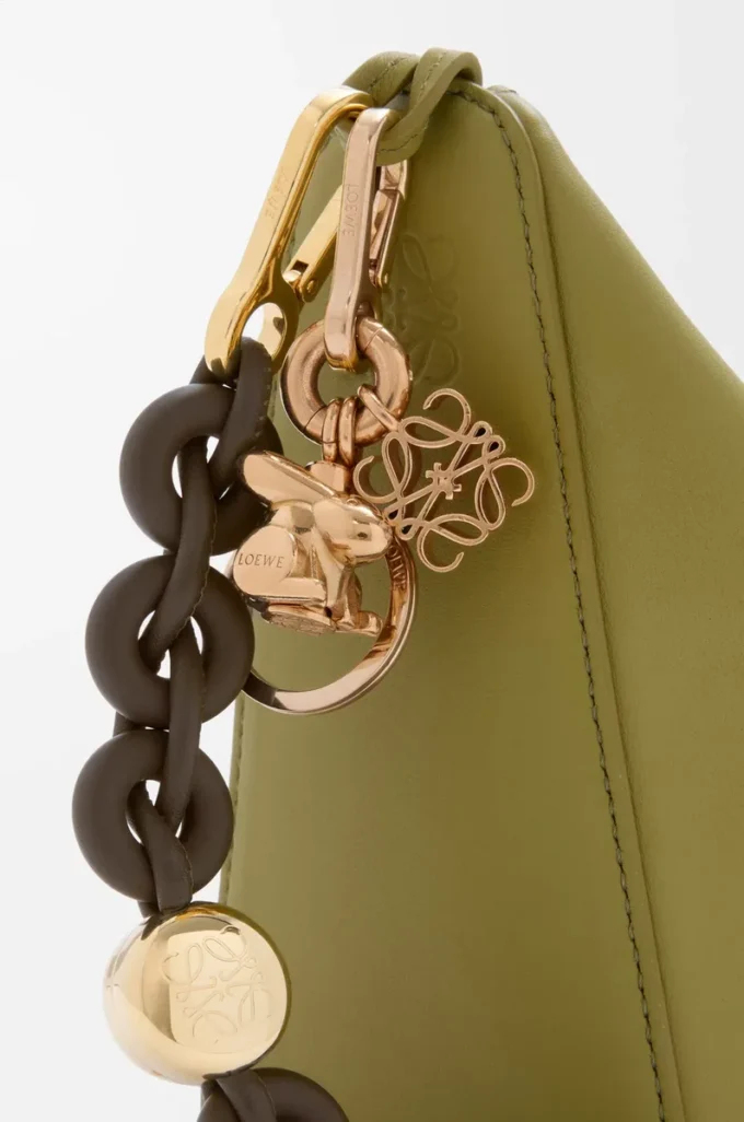 Catena a maglie in pelle di vitello Dark Khaki