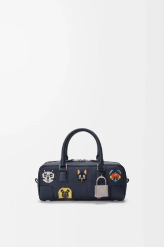 Cats Amazona 23 borsa corta in denim ricamato Blu