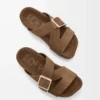 Ciabatta con fibbia in pelle scamosciata marrone Ciabatta con fibbia in pelle scamosciata marrone