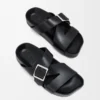 Ciabatta Ease Buckle in pelle di vitello conciata al vegetale Nero