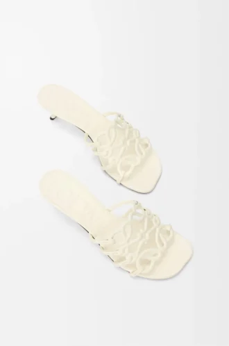Ciabatta Petal Anagram in morbida pelle di vitello Anthurium White