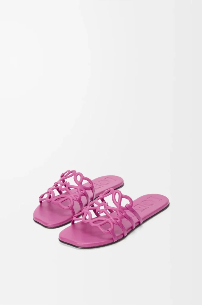 Ciabatta Petal Anagram in morbida pelle di vitello fucsia
