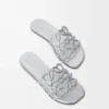 Ciabatta Petal Anagram in pelle di agnello laminata Argento Ciabatta Petal Anagram in pelle di agnello laminata Argento